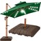 Best Choice Products 10ft Square Woodgrain Pattern 2-Tier Outdoor Solar LED Cantilever Umbrella w/ Base